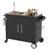 Outdoor Grill Cart with Storage Kitchen Prep Station Cart Outdoor Grill Table with Wheels Sink for Patio Backyard BBQ