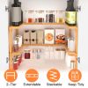 2-Tier Kitchen Spice Rack Expandable Bamboo Spice Organizer Cabinet Stackable Seasoning Organizer Extendable Spice Jar Rack for Countertops Pantries C