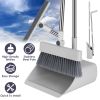 Broom And Dustpan Combo Set With Squeegee Stainless Steel Handle 4 In 1 Upright Standing Broom And Dust Pan For Indoor Outdoor Garage Kitchen Room Off