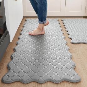 Upgrade Scalloped Embossed Kitchen Mats for Floor 2PCS Cushioned Anti Fatigue Waterproof Foam Kitchen Rugs Non Slip Washable Comfort Standing Mat