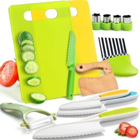 13 Pieces Montessori Kitchen Toys for Toddlers-Kids Cooking Sets Real-Toddler Toys Set for Real Cooking with Plastic Children Safe Knives Crinkle