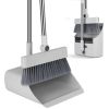 Broom And Dustpan Combo Set With Squeegee Stainless Steel Handle 4 In 1 Upright Standing Broom And Dust Pan For Indoor Outdoor Garage Kitchen Room Off