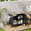 Outdoor Grill Cart with Storage Kitchen Prep Station Cart Outdoor Grill Table with Wheels Sink for Patio Backyard BBQ