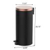 Hands Free Black/Gold Metal Step On Trash Can - 8 Gallons