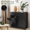 Black Multipurpose 2 Drawer / 2 Tilt Out 10gL Kitchen Laundry Trash/Recycle Storage