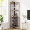 furIndustrial Corner Wine Rack Storage Shelving Unit with Glass Holders