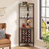 furIndustrial Corner Wine Rack Storage Shelving Unit with Glass Holders