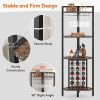 furIndustrial Corner Wine Rack Storage Shelving Unit with Glass Holders