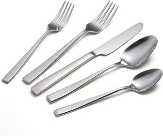 40 Piece Silverware Sets with Unique Handles, Premium Stainless Steel Flatware Set for 8