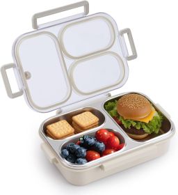 Stainless Steel Bento Box Kids & Adults - 25 oz Leakproof Lunch Box with 3 Compartments, Premium 304 Stainless Steel Lunch Box for Kids