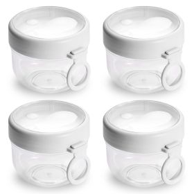 4Pcs Overnight Oats Containers with Lids and Folding Spoons 20OZ Portable Leak-proof Oats Jar For Milk Vegetable and Fruit Salad Yogurt Breakfast Cere (Option: 4PcsOatsJarsWhite)