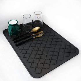 Dish Drying Mats For Kitchen Counter-Silicone Dish Drying Mat-Kitchen Dish Drying Pad Heat Resistant Mat-Kitchen Gadgets Kitchen Accessories Kitc (Option: Black)