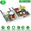 2Pcs Pull Out Cabinet Organizers Sliding Shelf Spice Rack Carbon Steel Roll Out Drawers Fixed with Adhesive Nano Film with Handle 55LBS Max Load