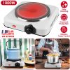 1000W Electric Infrared Single Burner Portable Heating Hot Plate Stove Countertop RV Hotplate with 7.5” Glass Cooktop Stepless Temperature Adjustments