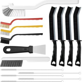 15-Piece Crevice Cleaning Brush Set - Hard Bristle Scrub Tool For Grout, Windows & Corners (Option: Black)