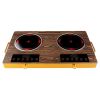 7000W Electric Double Ceramic Stove Electric Cooktop Hot Plate Infrared Countertop Burner 3500W+3500W with 11 Power Levels 0-4H Timer Portable Handle