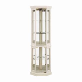 5-Tier Lighted Corner Curio Display Cabinet Adjustable Glass Display Case with Light Bulb Anti-Tipping Hardware for Collectibles, Wine & Decor (Option: OLFC0031)