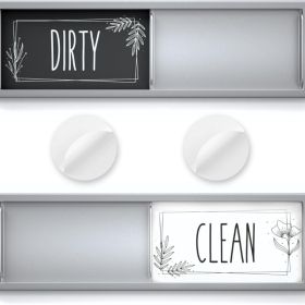 Premium Dishwasher Clean Dirty Magnet Sign - Smooth Sliding Indicator For Kitchen Organization (Option: White  Gray With White Frame)