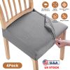 4Pack Waterproof Dining Chair Slipcovers Stretch Chair Seat Slipcovers Removable Washable Jacquard Seat Covers for Dining Room