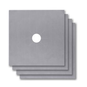 4-Pack Reusable Nonstick Stovetop Burner Protector Liner (Option: BurnerProtectorCoverSilver)