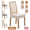 4Pack Waterproof Dining Chair Slipcovers Stretch Chair Seat Slipcovers Removable Washable Jacquard Seat Covers for Dining Room