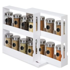Swivel Cabinet Organizer Revolving Kitchen Rack Spice Organizer for Cabinet Condiment Holder Shelf (Color: White)